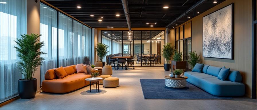 Creative collaborative zone with glass partitions